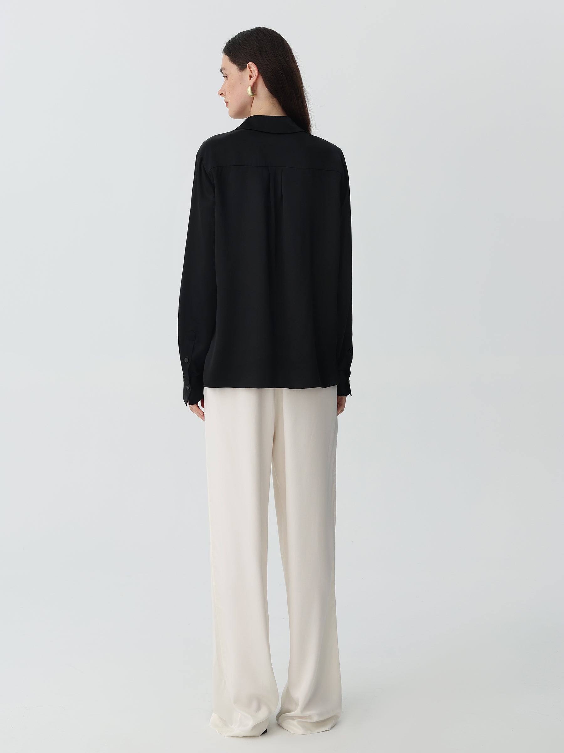 Washable Blouse in silk #color_Black