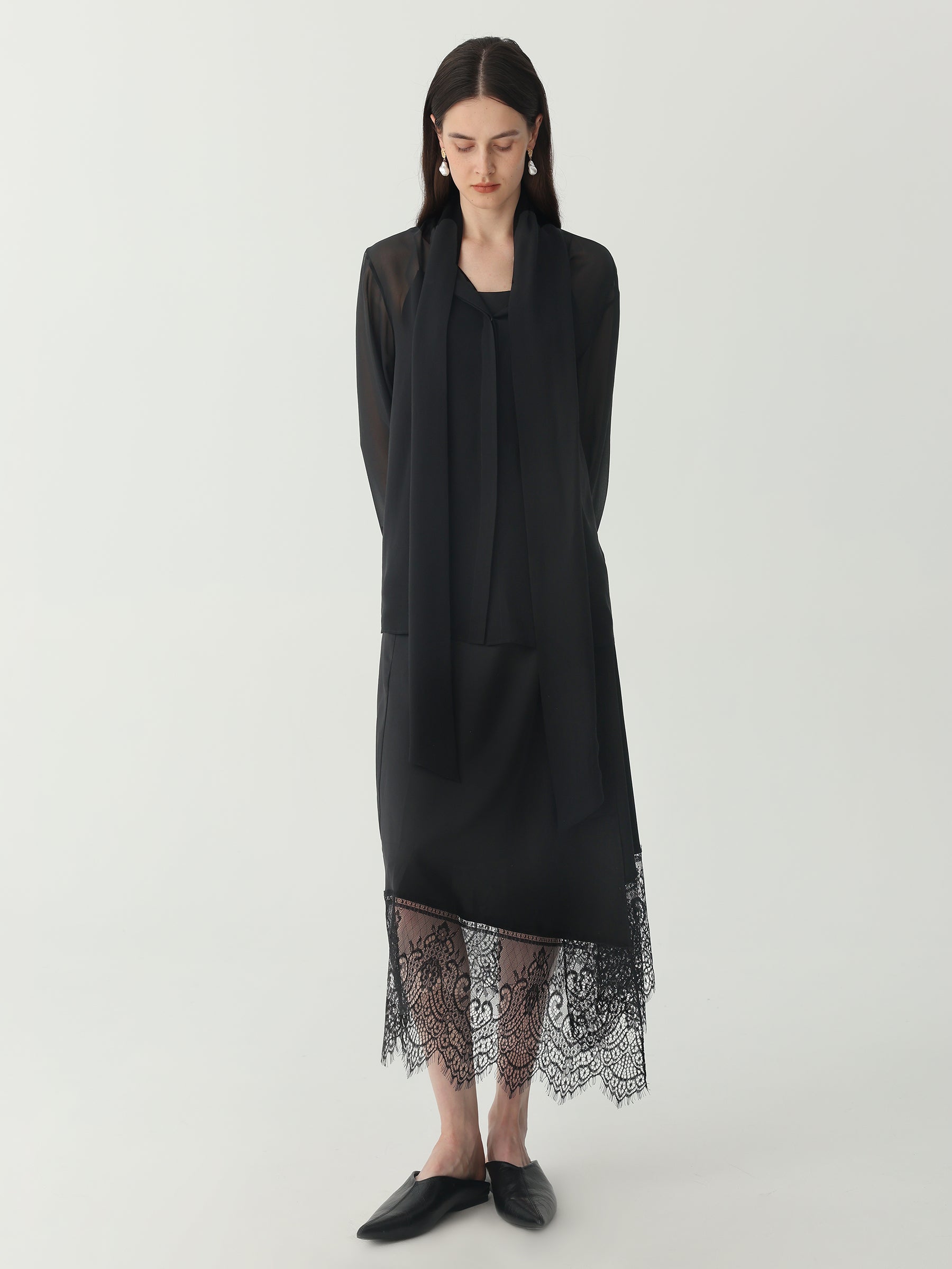 Tie Neck Blouse #color_Black