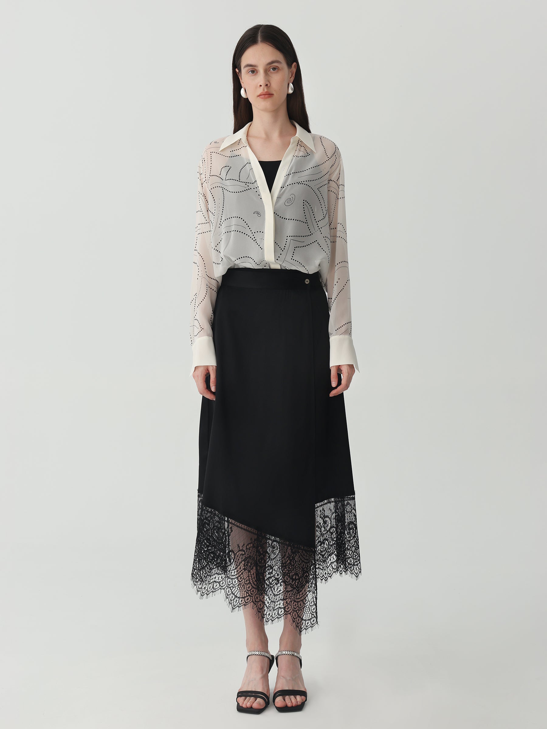 Polka Dots Shirt in Silk Georgette #color_Printed