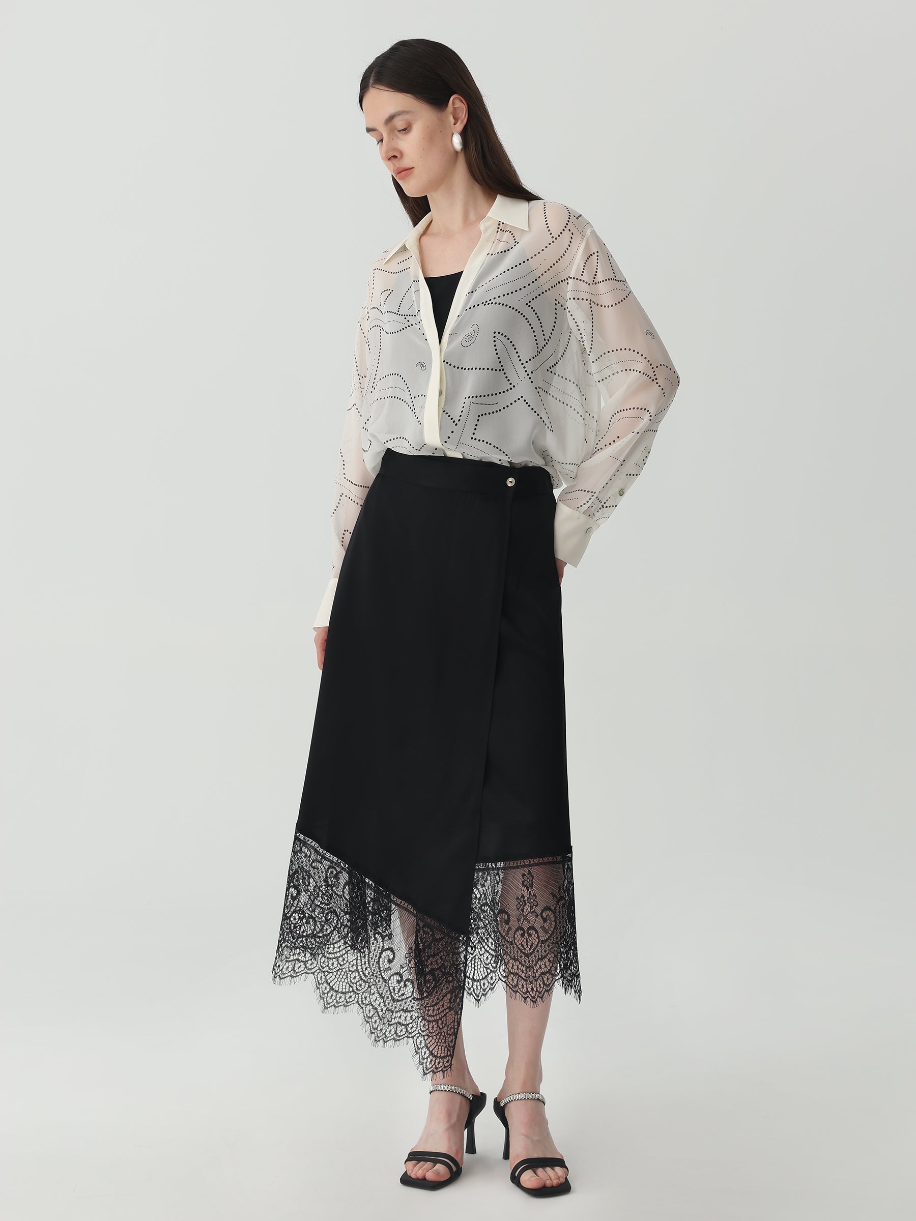 Polka Dots Shirt in Silk Georgette #color_Printed