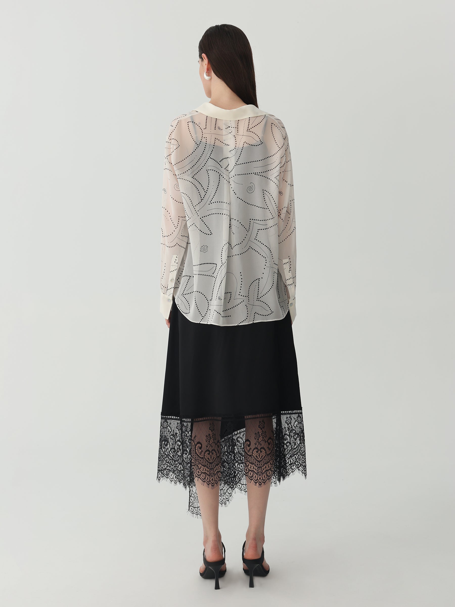 Polka Dots Shirt in Silk Georgette #color_Printed