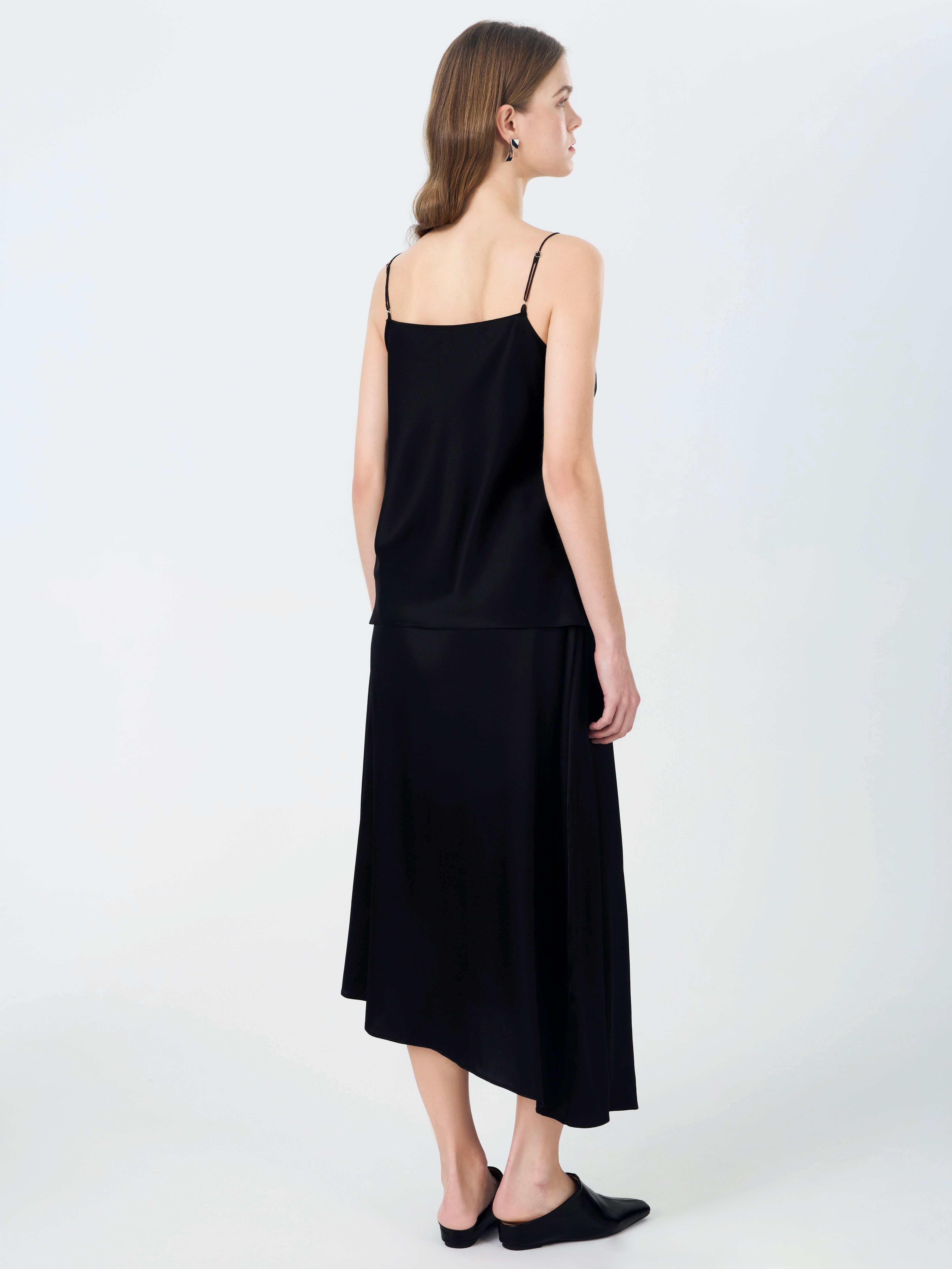 19 Momme Silk Wrap Midi Skirt#color_Black