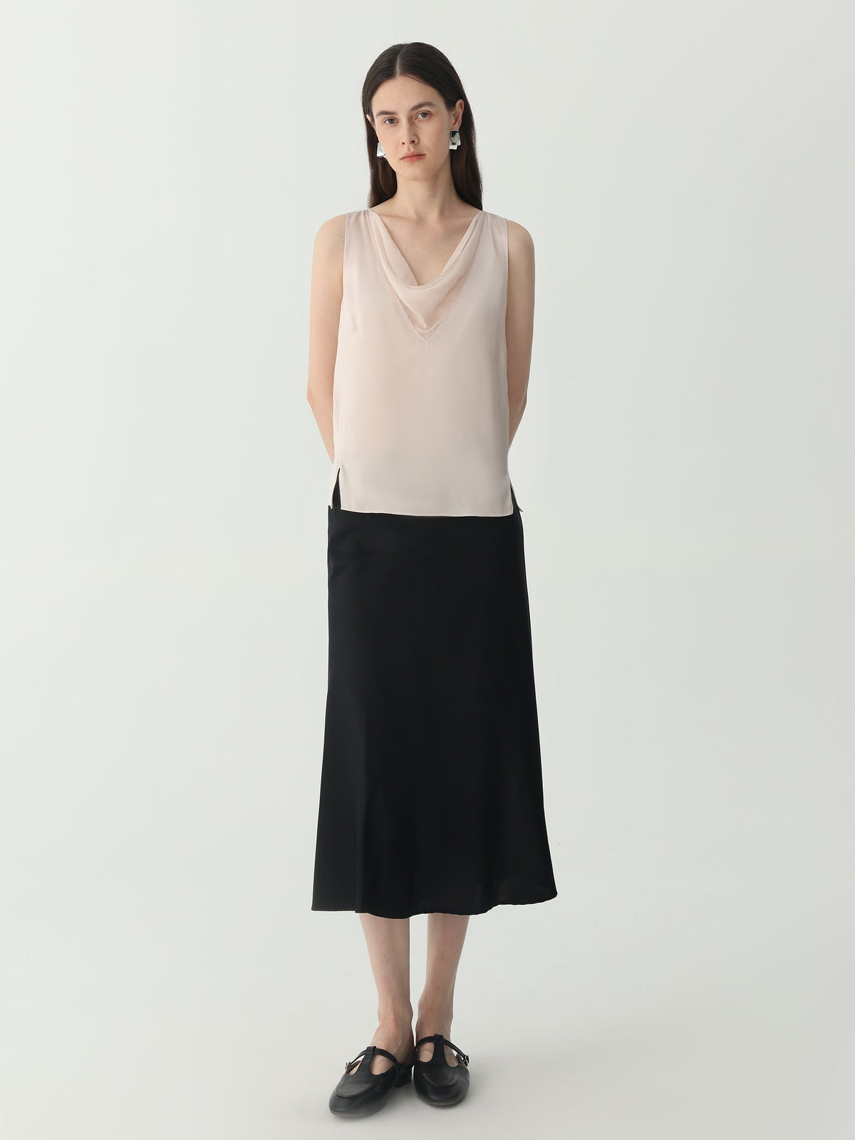 Cowl-neck sleeveless top#color_Pink Taro