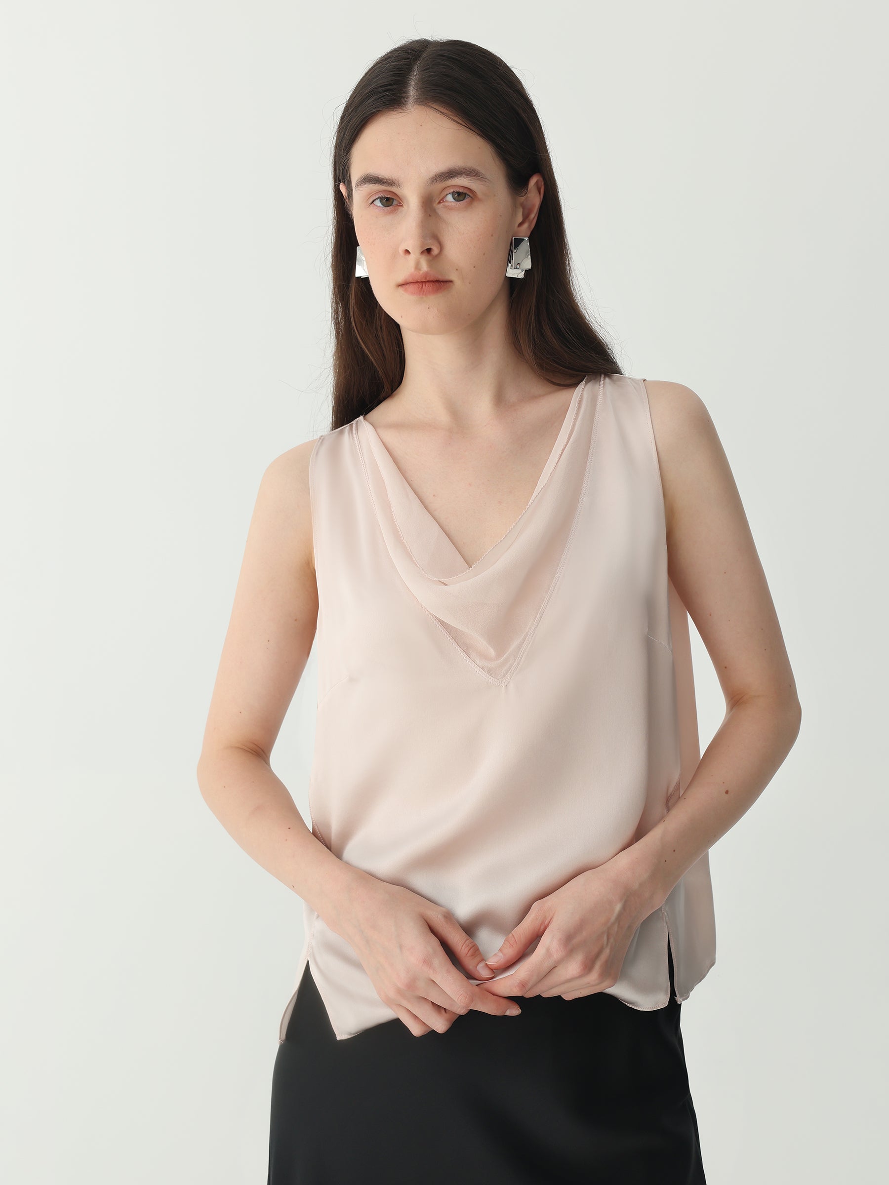 Cowl-neck sleeveless top#color_Pink Taro