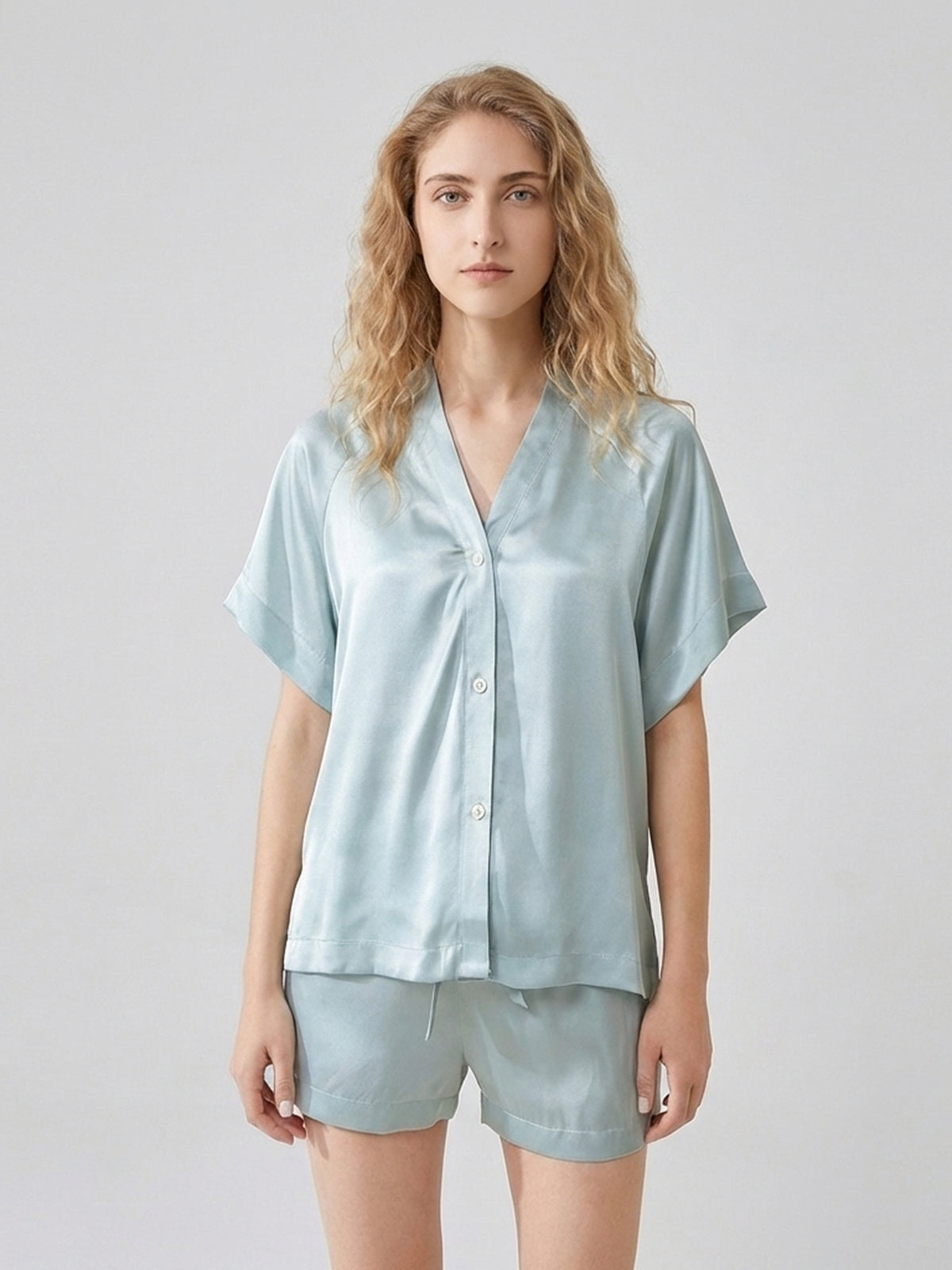 Luxe Mulberry Silk Pajama Set#color_Mint Green