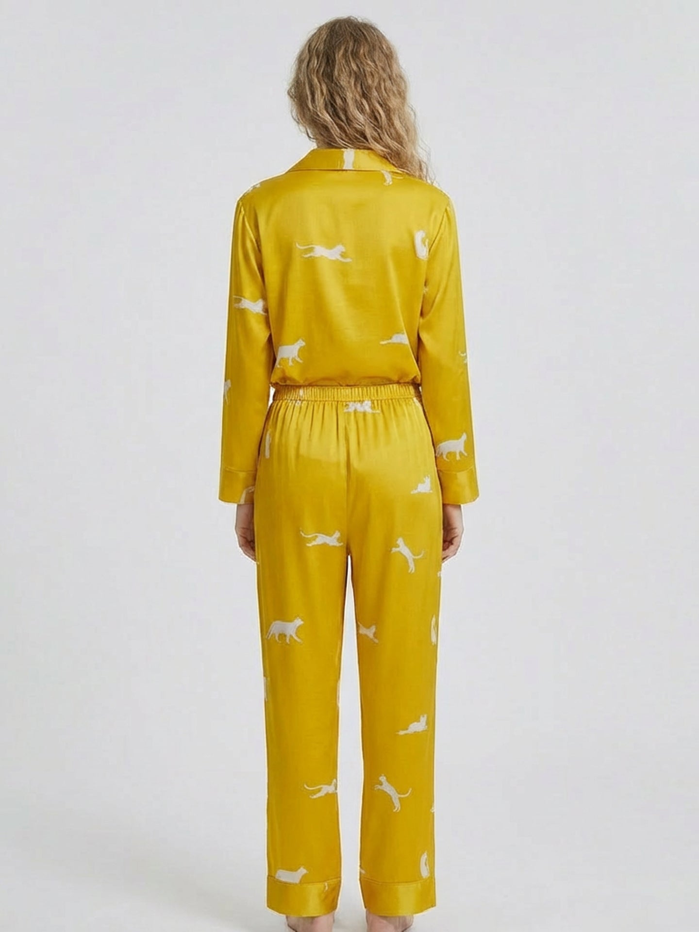 Signature Printed Silk Pajama Set#color_gold