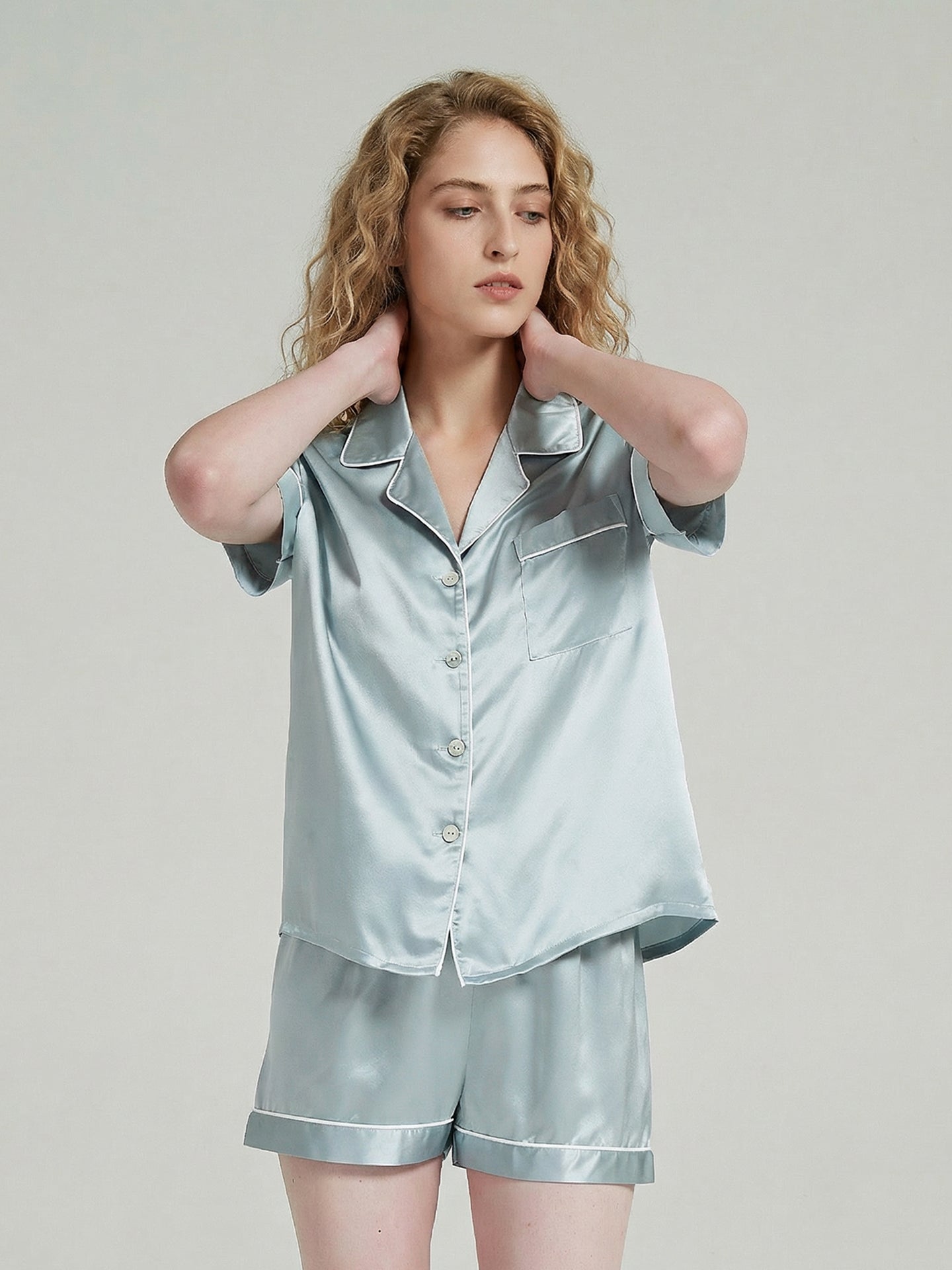  Silk Women's Sleepwear Set#color_Mint Green
