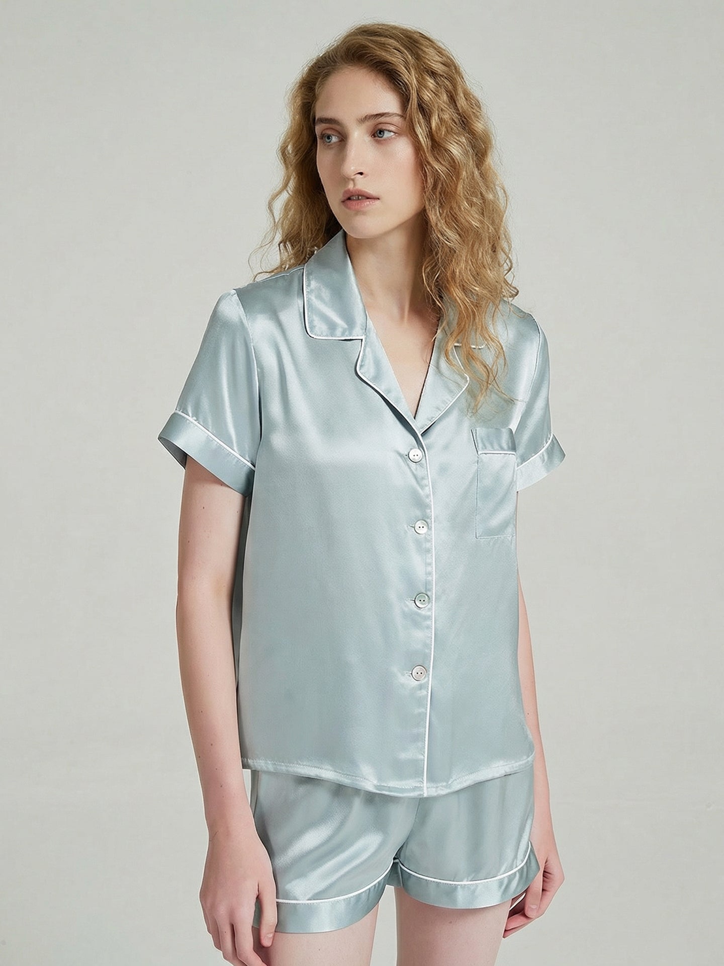  Silk Women's Sleepwear Set#color_Mint Green