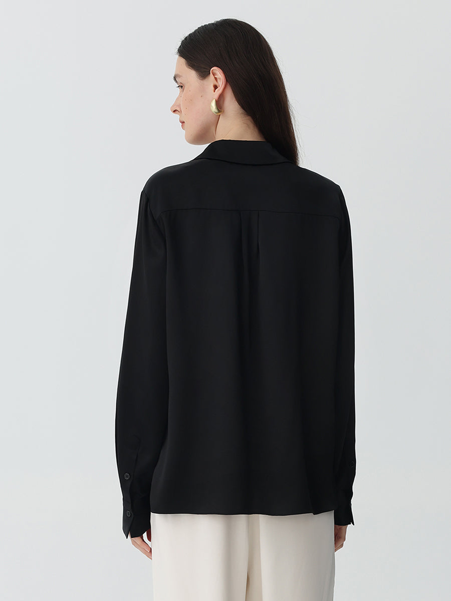 Washable Blouse in silk #color_Black