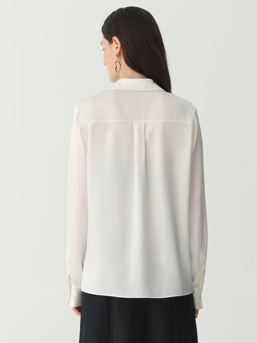Washable Blouse in silk #color_Ivory White