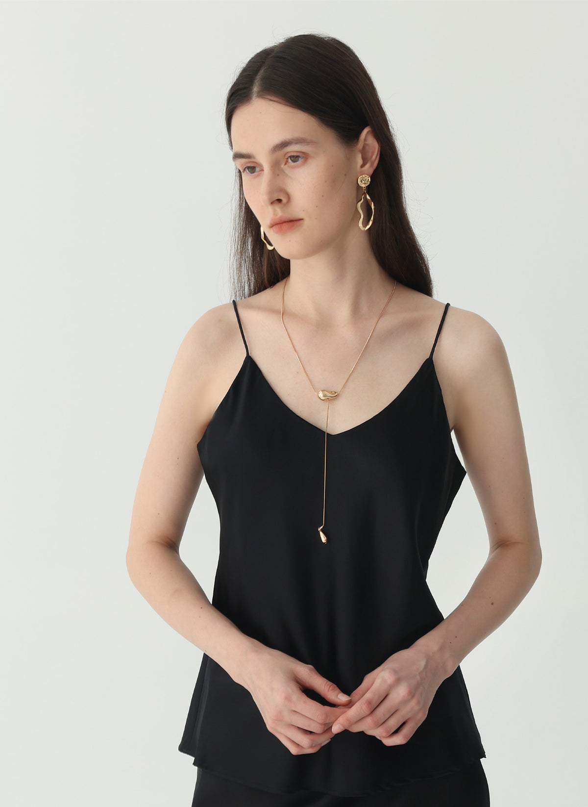 Classic V Neck Camisole Sets #color_Black