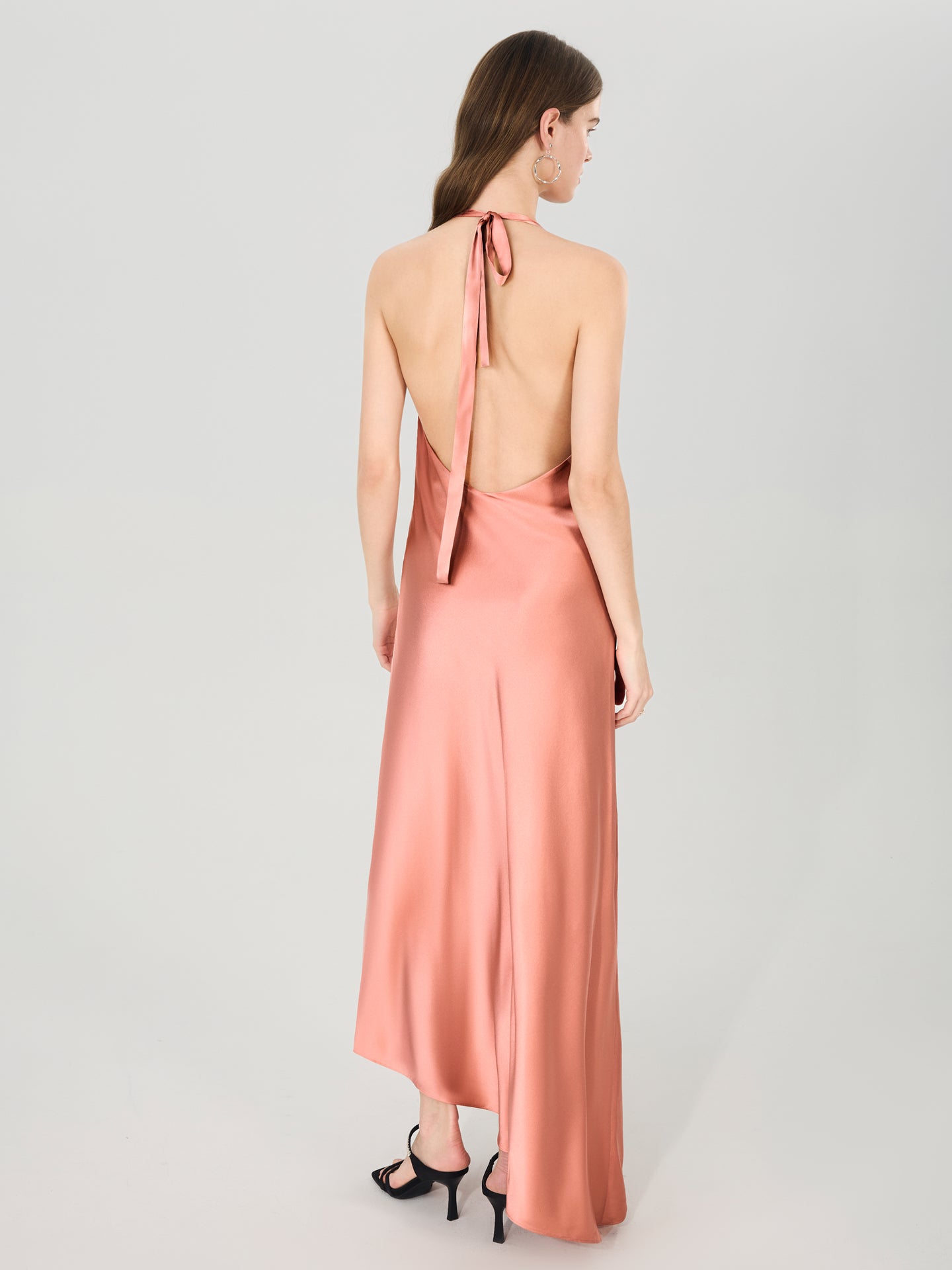 Silk Halter Cowl Neck Maxi Dress#color_Dusty Rose