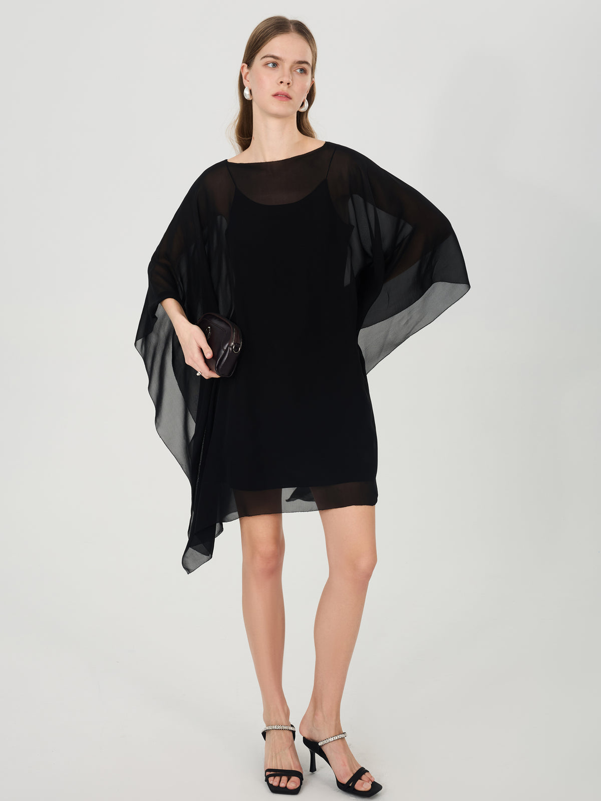 Sheer Silk Overlay Dress#color_black