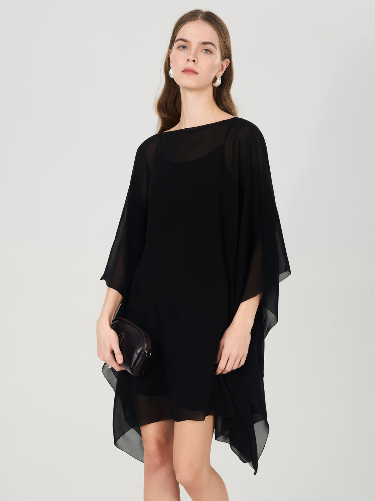 Sheer Silk Overlay Dress#color_black
