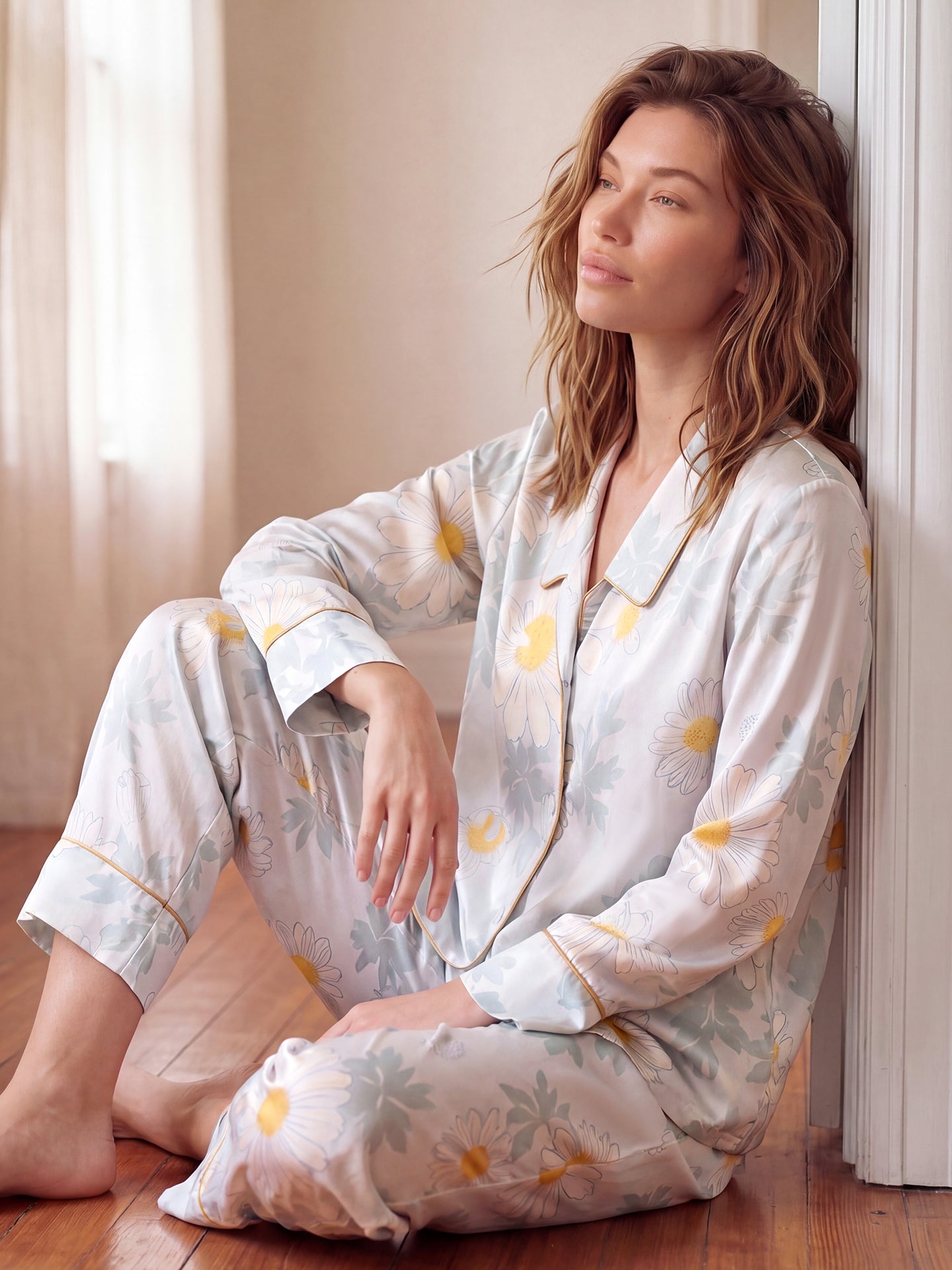 Daisy Print Pajama Set#color_Daisy print