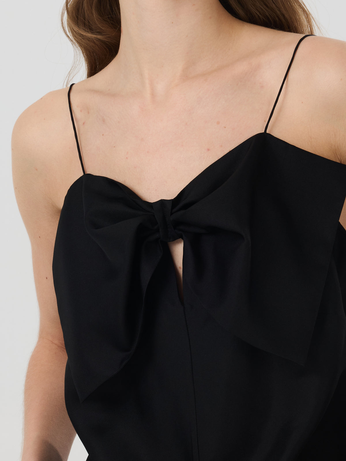 Bow-Detail Silk Camisole Top#color_Black