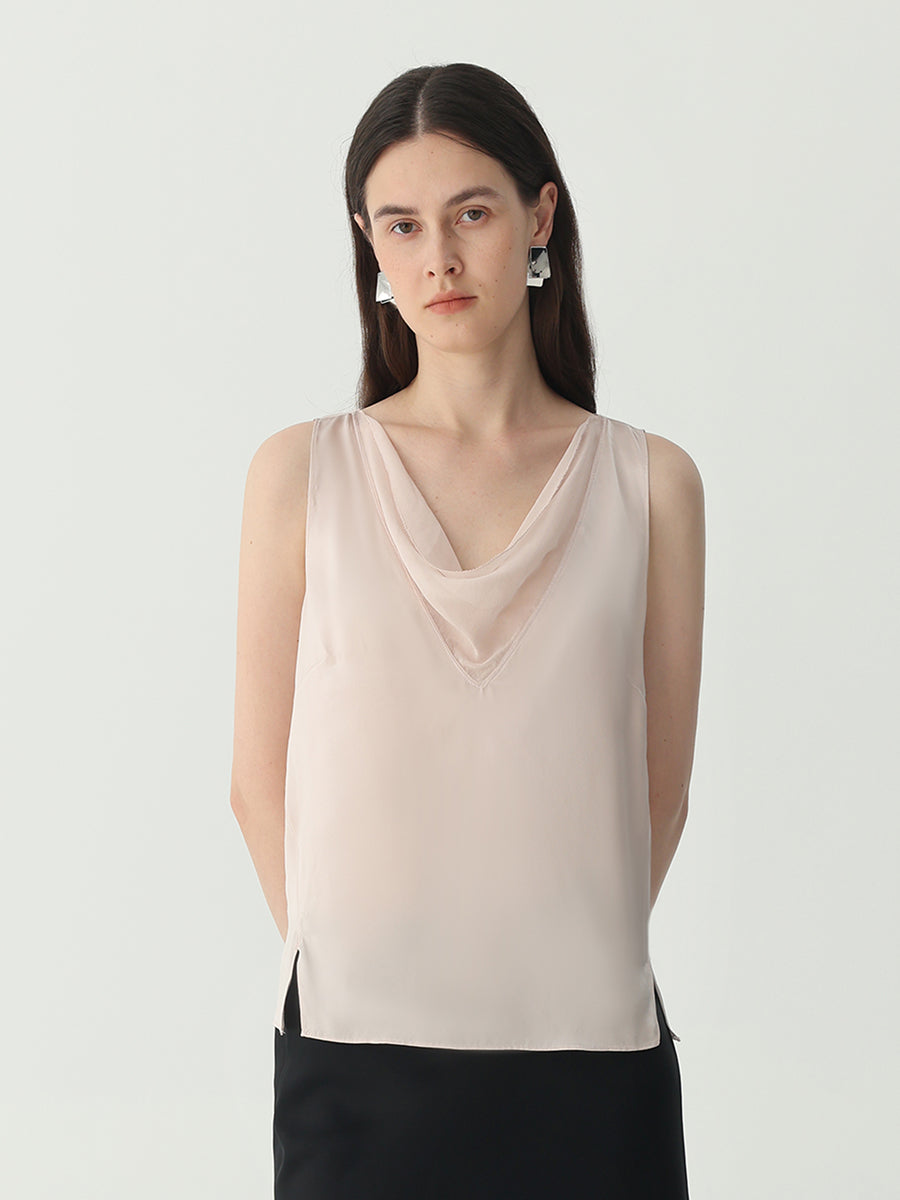 Cowl-neck sleeveless top#color_Pink Taro