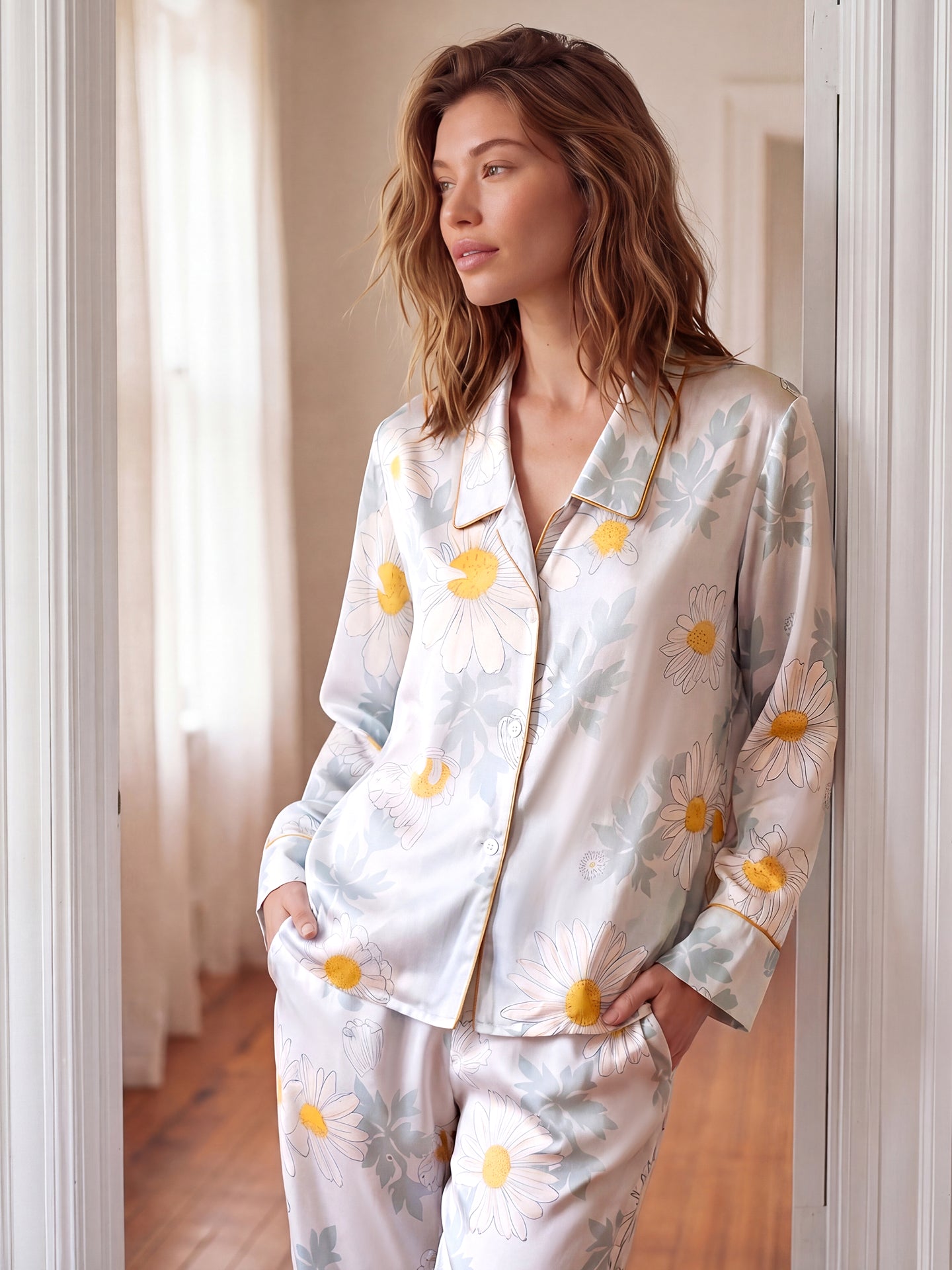 Daisy Print Pajama Set#color_Daisy print