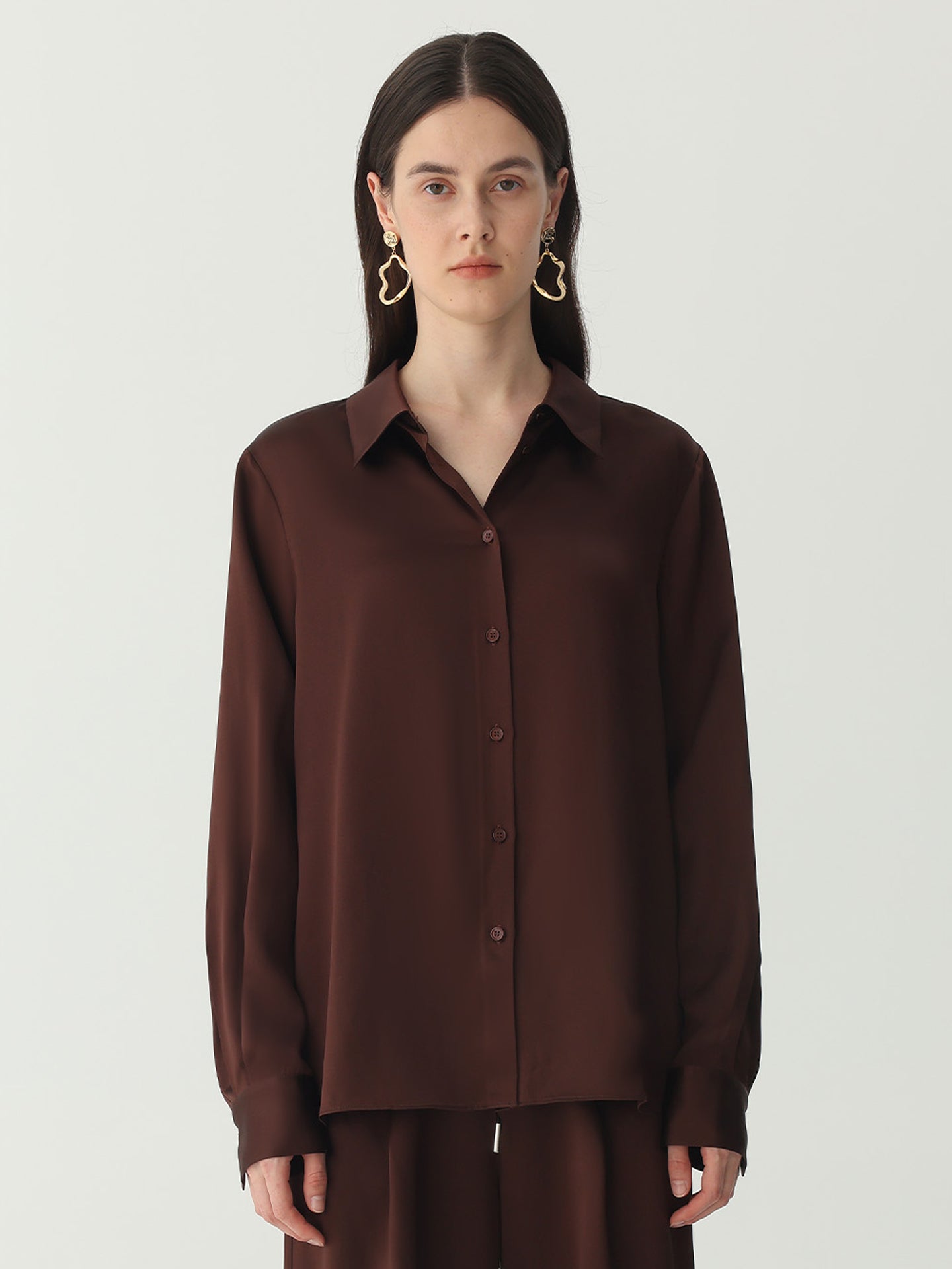 Classic Silk Shirt#color_Chocolate
