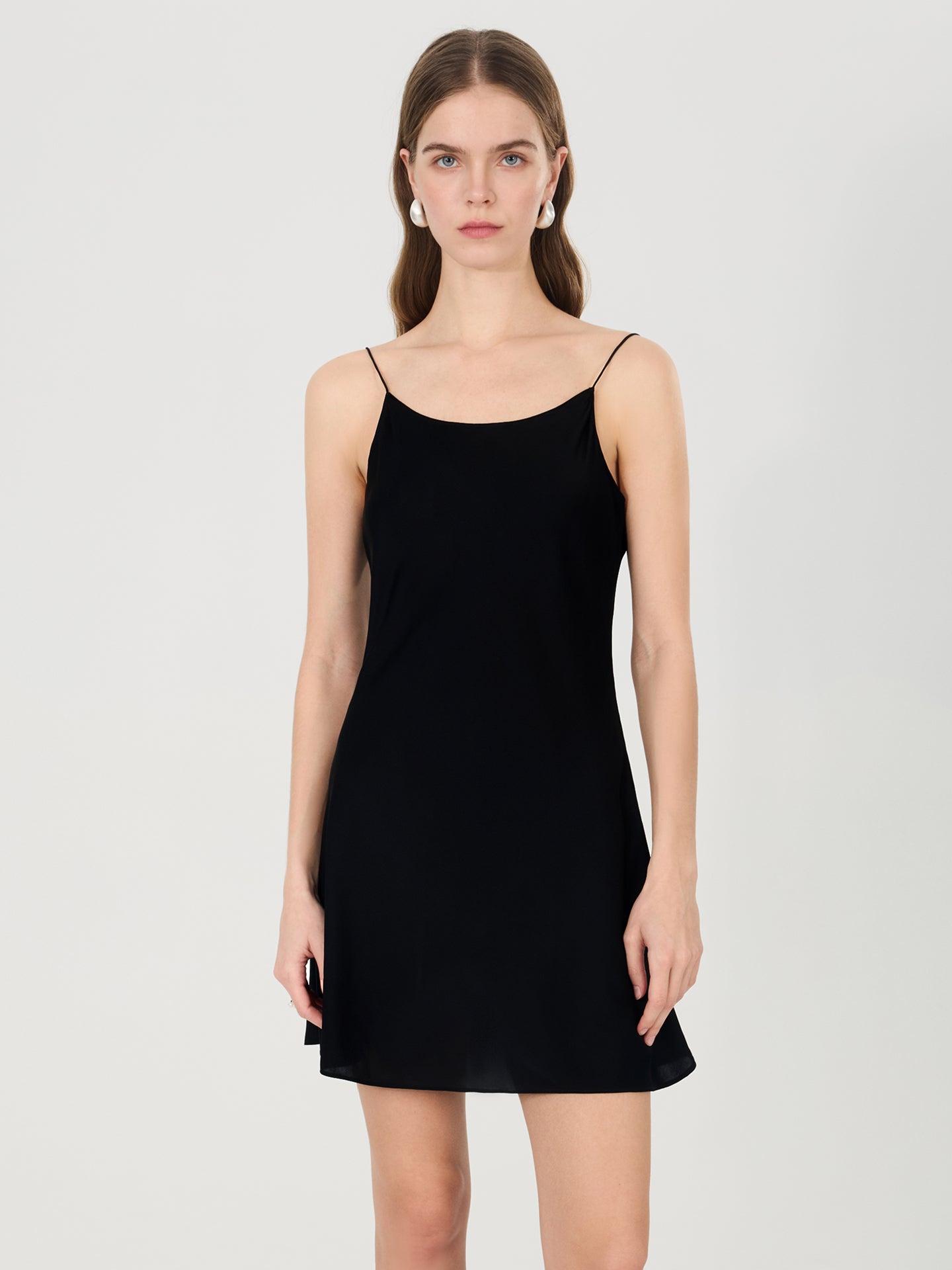 19 Momme Silk Slip Mini Dress#color_Black