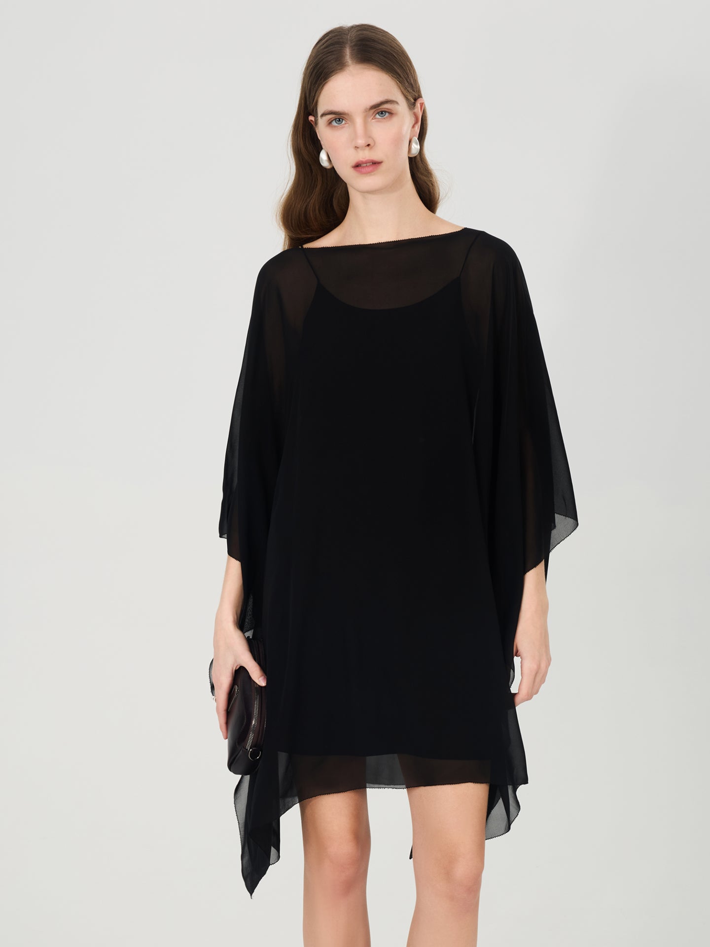 Sheer Silk Overlay Dress#color_black