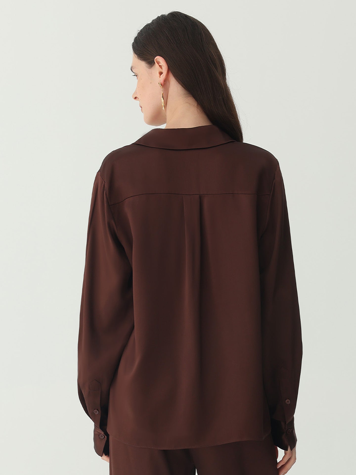 Classic Silk Shirt#color_Chocolate