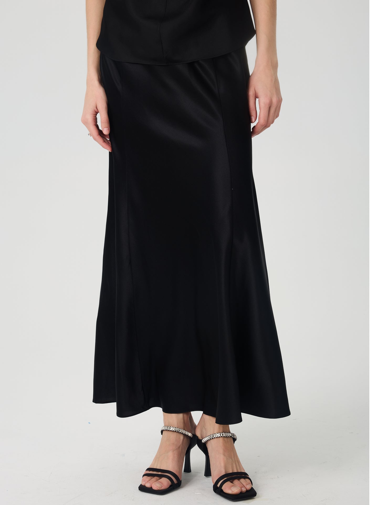 19 Momme Silk Mermaid Skirt#color_Black