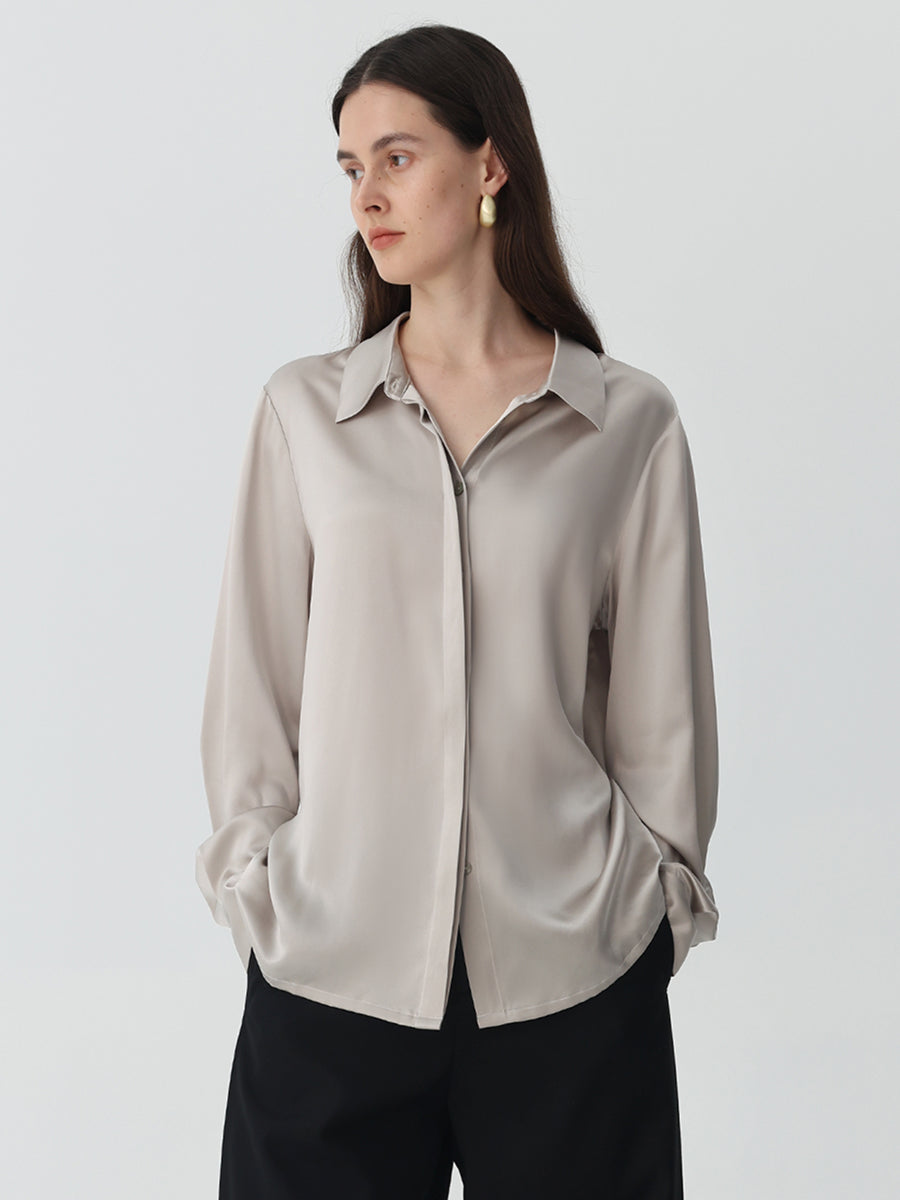 Washable Blouse in silk #color_ Grey