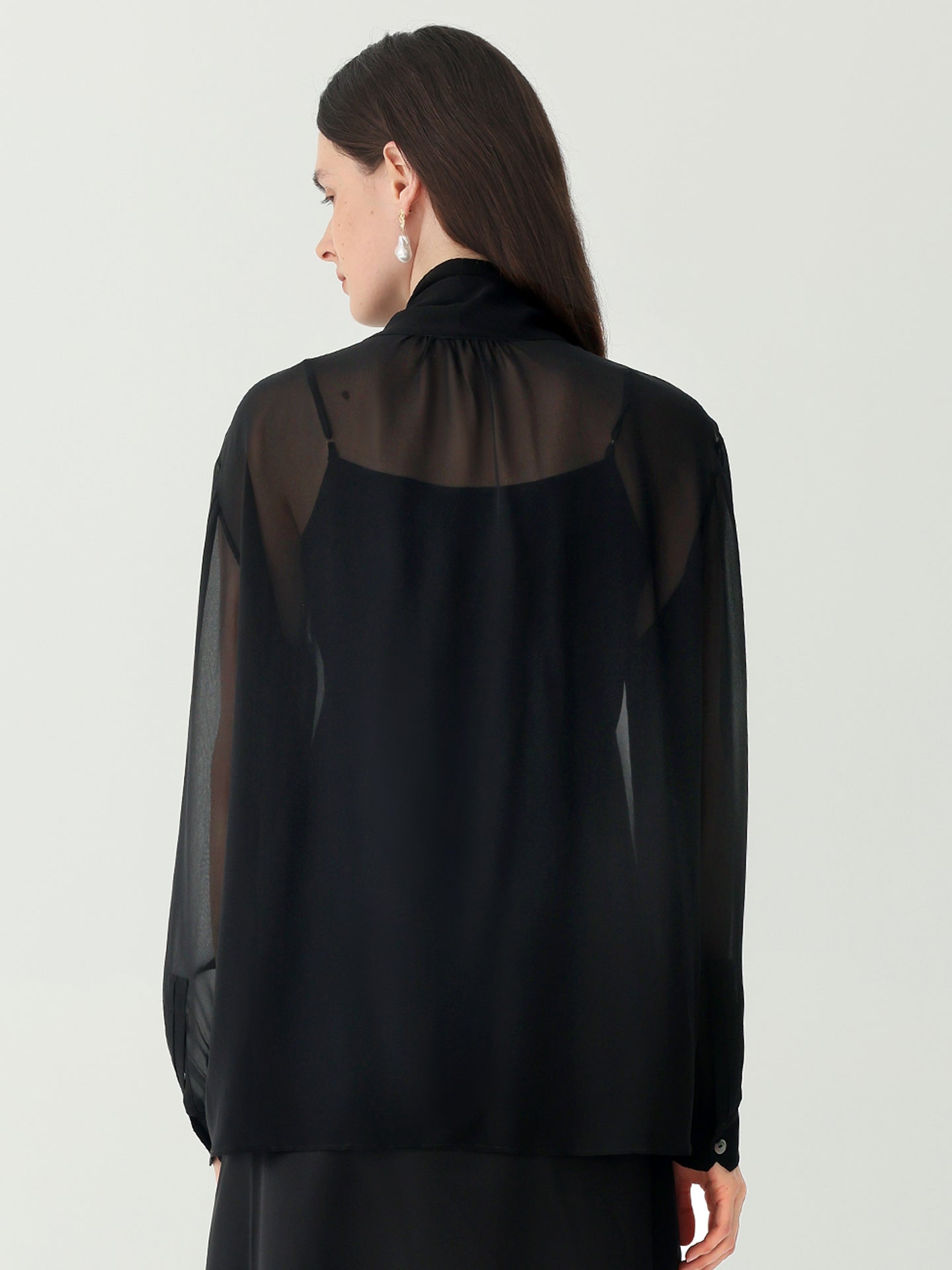 Tie Neck Blouse #color_Black