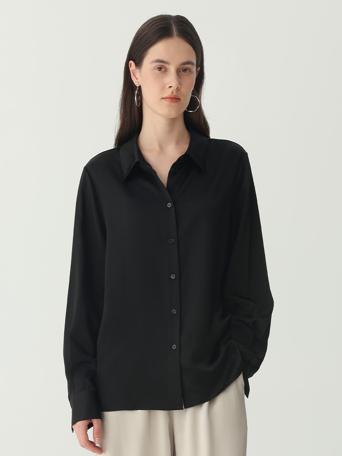 Classic Silk Shirt#color_Black